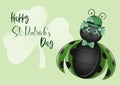 Ladybug with decorations for St. Patrick`s Day