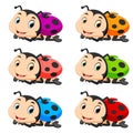 Ladybug with different facial expressions and different color