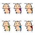 Ladybug with different facial expressions and different color