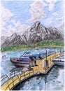 Illustration-Lakeside pier