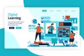 Illustration of landing page for digital learning. learning by technology or instructional practice that effective for transferrin