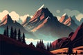 A landscape of mountain range, creative digital illustration painting, scenery background