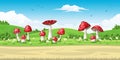 Illustration of a landscape with mushrooms