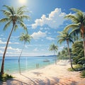 Illustration of landscape, tropical beach