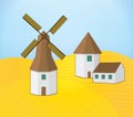 Illustration of landscape windmill building