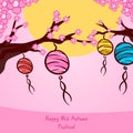 Illustration lantern of mid autumn festival lantern vector background