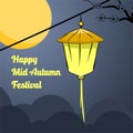 Illustration lantern and moon of happy mid autumn festival