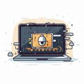 an illustration of a laptop computer with an image of a security camera on it Royalty Free Stock Photo