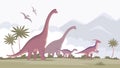 Illustration of a large brachiosaurus with parasaurolophus