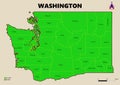 Illustration a large detailed administrative Map of the US American State Washington