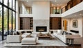 Large modern luxury living room interior in Bellevue home. Royalty Free Stock Photo