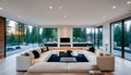 Large modern luxury living room interior in Bellevue home. Royalty Free Stock Photo