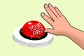 Youre Fired Button with judge`s hand Royalty Free Stock Photo