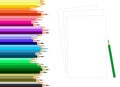 An illustration of a large set of long, sharpened and colored pencils Royalty Free Stock Photo