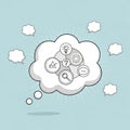 Lustration of a large thought bubble on a blue background containing Royalty Free Stock Photo