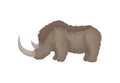 Large woolly rhino from ice age. Extinct mammal animal with two horns. Flat vector design