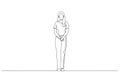 Illustration of latin businesswoman standing and posing. Single line art style Royalty Free Stock Photo