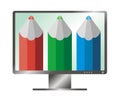 Illustration of LCD monitor and red, green, blue (