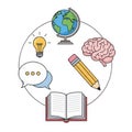 Illustration of learning and knowledge through creativity and exploration Royalty Free Stock Photo