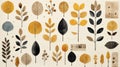 an illustration of leaves in various shades of brown yellow and black