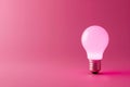 Led light bulb on pink background, minimal concept studio photography Royalty Free Stock Photo