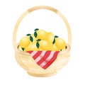 lemon in a basket illustration vector