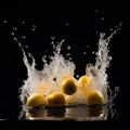 Illustration of lemonade splash isolated on black background. Royalty Free Stock Photo