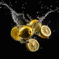 Illustration of lemonade splash isolated on black background. Royalty Free Stock Photo