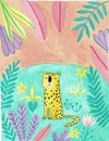 Illustration of a leopard in the jungle Royalty Free Stock Photo