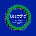 Illustration of lesotho celebrate independence day text in green circle with white and black dots