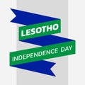 Illustration of lesotho independence day text on blue and green ribbon against white background