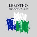 Illustration of lesotho independence day text with blue, white and green doodles on gray background