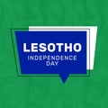 Illustration of lesotho independence day text in blue and white speech bubble over green background