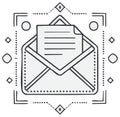 Illustration of a Letter with Envelope and Decorative Design Elements Royalty Free Stock Photo