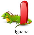 Letter I is for Iguana cartoon alphabet