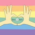 Illustration of LGBT. Love is love. Pride month celebration against violence, descrimination, human rights violation