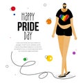 The LGBTQ man, transgender, transvestite or homosexua celebrations HAPPY PRIDE DAY, LGBT parade. On t shirt rainbow