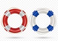 Illustration of lifebuoy ring with rope isolated on transparent