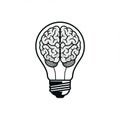Illustration of a light bulb with a brain inside, combining elements of creativity and Royalty Free Stock Photo