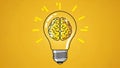 Illustration of a light bulb with a brain inside symbolizing creativity and intelligence Royalty Free Stock Photo