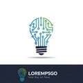 Illustration of a light bulb composed of blue and green circuit lines, symbolizing Royalty Free Stock Photo