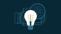 Illustration of a light bulb illuminated with gears in the background, symbolizing an innovative idea. Royalty Free Stock Photo
