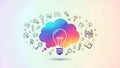 Creative Idea Light Bulb Cloud, Innovation, Brainstorming Concept Royalty Free Stock Photo