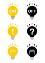 Vector illustration of Light bulbs. On and off bulbs. Royalty Free Stock Photo
