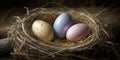 Light Colored Easter Eggs in a Nest