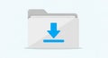 Illustration of a light gray folder icon with a blue download arrow pointing downwards Royalty Free Stock Photo