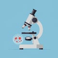Illustration of a light microscope against a light blue background. The microscope is Royalty Free Stock Photo