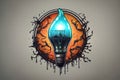 Illustration of a lightbulb with a burning bulb inside. Royalty Free Stock Photo