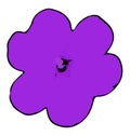 The illustration of a lilac flower of garden balsamine Impatiens parviflora. Drawing - Vector - Cartoon. Royalty Free Stock Photo