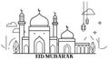 Illustration Line Art Mosque for Ramadan Royalty Free Stock Photo